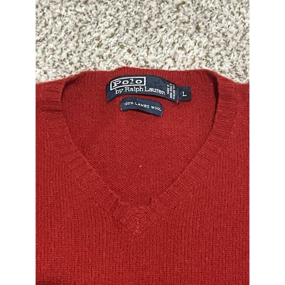 Vintage Polo Ralph Lauren Sweater Vest Adult XL Red 100% Lambs Wool Men’s - Picture 2 of 7